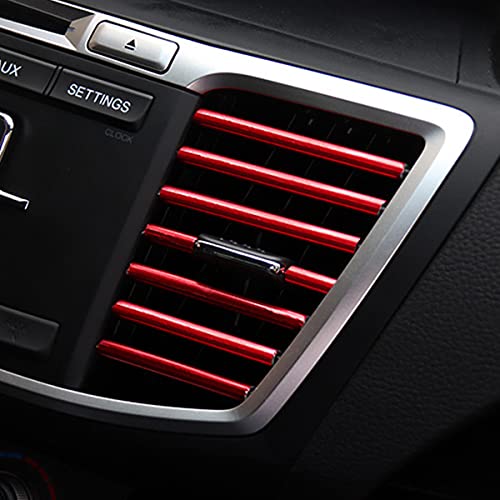 20 Pieces Car Air Conditioner Decoration Strip for Vent Outlet, Universal Waterproof Bendable Air Vent Outlet Trim Decoration, Suitable for Most Air Vent Outlet, Car Interior Accessories (Red)