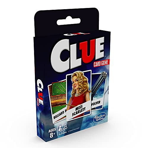 Hasbro Gaming Clue Card Game,3-4 Player Strategy Game,Travel Games,Christmas Stocking Stuffers for Kids Ages 8 and Up