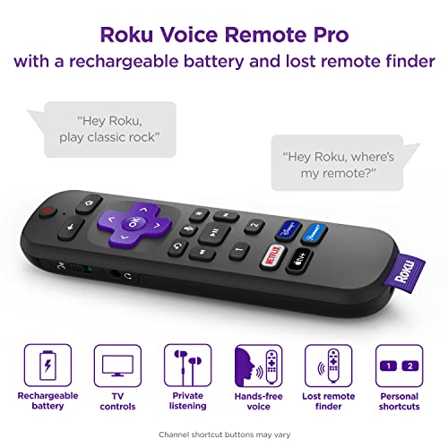 Roku Ultra | The Ultimate Roku Streaming Device 4K/HDR/Dolby Vision/Atmos, Rechargeable Roku Voice Remote Pro, Ethernet Port, Hands-Free Controls, Lost Remote Finder, Free & Live TV