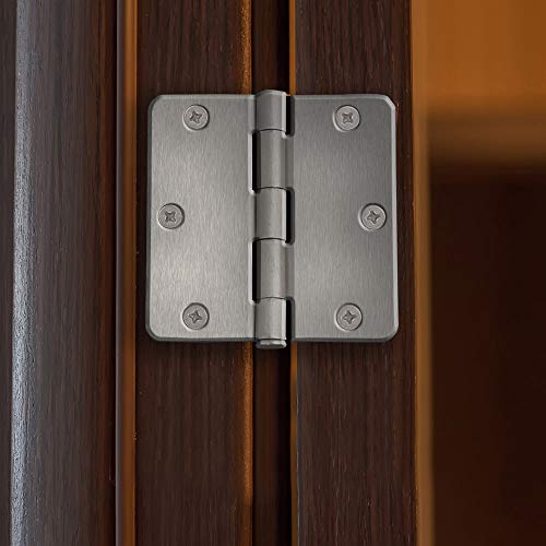 Design House 188441-SN 3.5-inch x 3.5-inch 5/8-inch Rounded Interior Radius Door Hinge Satin Nickel 3-Pack