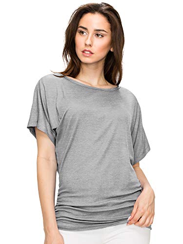 MBJ WT817 Womens Dolman Drape Top with Side Shirring XL Heather_Grey