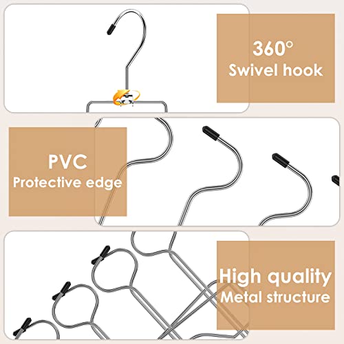 2 Pcs Closet Organizers and Storage, 8 Layer Tank Top Hangers Space Saving Bra Organizer 360° Rotating Metal Clothes Hanger Dorm Room Essentials for College Students Girls Organizer Belts Swimsuits