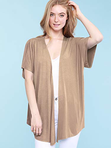 MBJ WSK1310 Women's Kimono Style Short Sleeve Dolman Cardigan XXXL Taupe