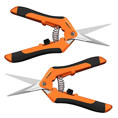 VIVOSUN 6.5 Inch Gardening Scissors Hand Pruner Pruning Shear with Straight Stainless Steel Blades Orange 3-Pack