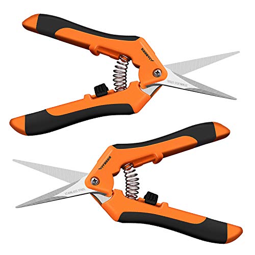 VIVOSUN 6.5 Inch Gardening Scissors Hand Pruner Pruning Shear with Straight Stainless Steel Blades Orange 3-Pack