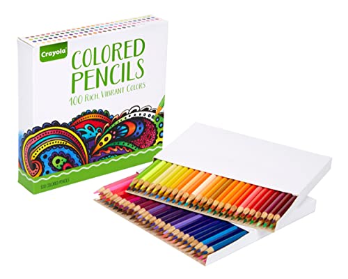 Crayola Adult Colored Pencils (100ct), Premium Coloring Pencils for Adult Coloring, Back to School Classroom Supplies, Colored Pencil Set