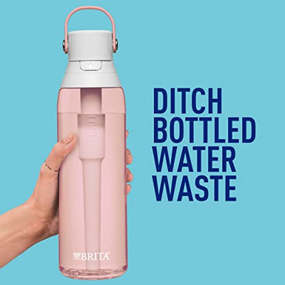 Brita Premium Filtered Water Bottle with Straw, Reusable, BPA Free Plastic, Blush, 26 Ounce,1 count