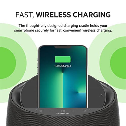 Belkin SOUNDFORM Elite Hi-Fi Smart Speaker + Wireless Charger (Alexa Voice-Controlled Bluetooth Speaker) Sound Technology By Devialet, Fast Wireless Charging for iPhone, Samsung Galaxy & More - Black