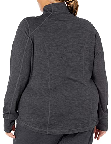 Amazon Essentials Women's Brushed Tech Stretch Full-Zip Jacket (Available in Plus Size), Black Space Dye, X-Large