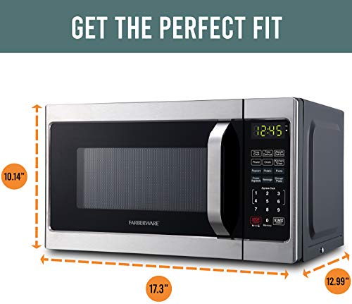 Farberware Countertop Microwave 700 Watts, 0.7 cu ft - Microwave Oven With LED Lighting and Child Lock - Perfect for Apartments and Dorms - Easy Clean Stainless Steel