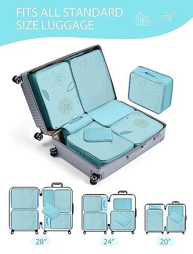 DIMJ Packing Cubes Suitcase, 8 Pieces Packing Cubes for Travel, With Toiletry Bag Hanging, Packing Cubes Carry on Luggage Cubes Packing for Clothes, Shoes, Underwear, Cosmetics, Travel Essentials (Blue）