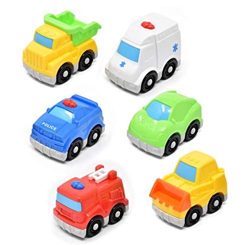 Number 1 in Gadgets Mini Toy Vehicles for Toddlers, 6 Pack Dump Truck Car Fire Truck Construction Police Ambulance Plastic Cars Play Kit Set