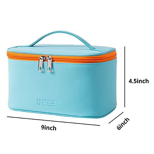 Makeup Bag Cosmetic Bags Small for Women Ladies Zipper Pouch Makeup Organizer Waterproof Cute (Cyan Blue)