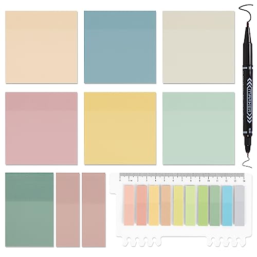 EOOUT 11 Pack 650pcs Transparent Sticky Notes, 19 Colors Clear Self-Sticky Notes, Translucent Adhesive Sticky Notes for Bible Tabs, Book Tabs, School Supplies for College, Office