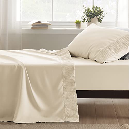 Bedsure Twin XL Sheets Dorm Bedding - Soft Extra Long Twin Bed Sheets, 3 Pieces Hotel Luxury Beige Sheets Twin XL, Easy Care Microfiber Sheet Set