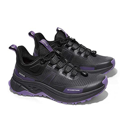 NORTIV 8 Womens Lightweight Hiking Shoes Quick Laces Outdoors Sneakers, Black Purple - 7.5 (SNHS239W)