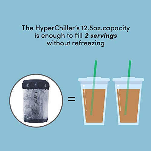 HyperChiller HC2BG Patented Iced Coffee/Beverage Cooler, NEW, IMPROVED,STRONGER AND MORE DURABLE! Ready in One Minute, Reusable for Iced Tea, Wine, Spirits, Alcohol, Juice, 12.5 Oz, Slate Blue