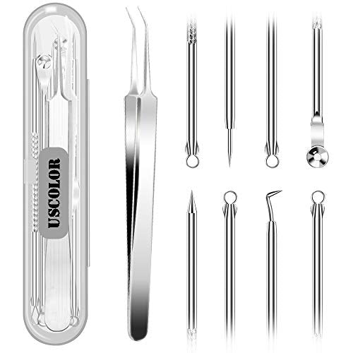 5PCS Blackhead Remover, Pimple Comedone Extractor, Whitehead Removal Tool, Acne Blemish Tools Set, Professional Blackheads Tweezers Kits