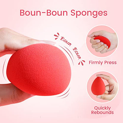 BEAKEY 5 Pcs Makeup Sponges Set, Foundation Blending Paw Paw Sponge, Latex Free Beauty Sponges Flawless for Liquid, Cream, and Powder, Boun Boun Sponges, Multi-colored Makeup Sponges