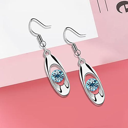 Hithop Fashion Crystal Drop Earring Oval Dangle Earrings