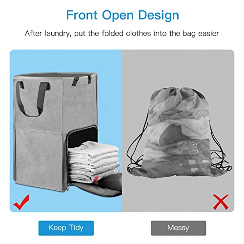 Laundry Backpack Bag, Bukere Extra Large 2 in 1 Laundry Hamper Basket for College Students Dorm Essentials, Adjustable Shoulder Straps, Freestanding Laundry Bag for Apartment, Laundromat, Travel