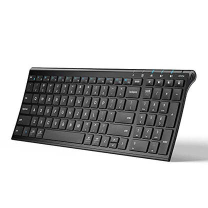 iClever BK10 Bluetooth Keyboard, Wireless Bluetooth Keyboard, Rechargeable Bluetooth 5.1 Multi Device Keyboard with Number Pad Full Size Stable Connection for Mac, Windows, iOS, Android, Laptop