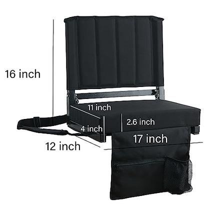 SPORT BEATS Stadium Seat for Bleachers with Back Support and Wide Padded Cushion Stadium Chair - Includes Shoulder Strap and Cup Holder