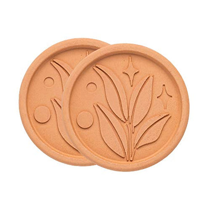 Goodful Brown Sugar Saver and Softener Disc with Elegant Leaf Design, Multiple Uses for Food Storage Containers, Reusable and Food Safe, Terracotta, 2 Pack