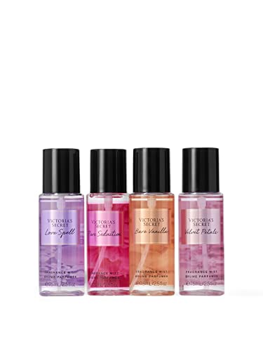 Victoria's Secret Fragrance Mist Collection 4 Piece Mini Mist Gift Set: Love Spell, Pure Seduction, Bare Vanilla, & Velvet Petals