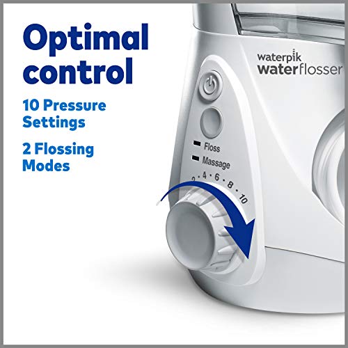 Waterpik Aquarius Water Flosser Professional For Teeth, Gums, Braces, Dental Care, Electric Power With 10 Settings, 7 Tips For Multiple Users And Needs, ADA Accepted, White WP-660