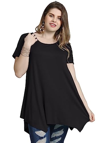 LARACE Womens Swing Tunic Tops Loose Fit Comfy Flattering T Shirt Black