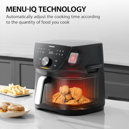 Toshiba 7.7QT Air Fryer, Family-Size for Quick and Easy Meals, 12 Preset Menus and Menu-IQ Function, 1°F Precision, 90% less fat, Double-sided Handles Easy Carrying