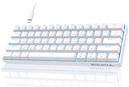 DIERYA 60% Mechanical Keyboard, DK61se Wired Gaming Keyboard with Brown Switches, LED Backlit Ultra-Compact 61 Keys Mini Office Keyboard for Windows Laptop PC Gamer Typist（White）