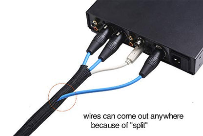 Alex Tech 6.6ft - 1.5 inch Cord Protector Wire Loom Tubing Cable Sleeve Split Sleeving for USB Cable Power Cord Audio Video Cable - Protect Cat from Chewing Cords - Black