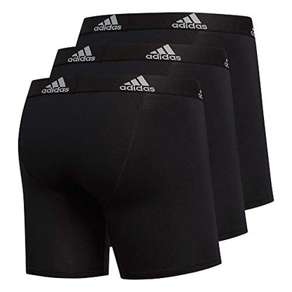 adidas Men's Performance Boxer Brief Underwear (3-Pack), Black/Light Onix Grey, Large