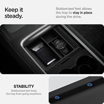 Spigen Console Organizer Tray(Carbon Edition) Designed for Tesla Model 3/Y with Smooth Slide Technology 2023/2022