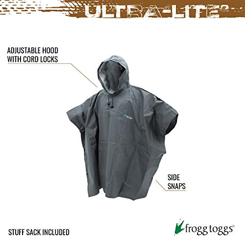 FROGG TOGGS Men's Standard Ultra-lite2 Waterproof Breathable Poncho, Carbon Black, OS