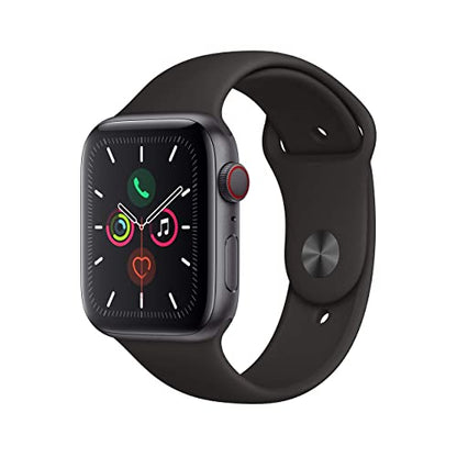 Apple Watch Series 5 (GPS + Cellular, 44MM) - Space Gray Aluminum Case with Black Sport Band (Renewed)