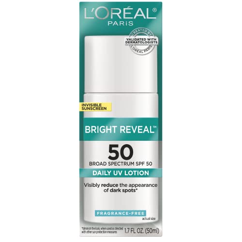 L’Oréal Paris Bright Reveal Broad Spectrum Daily SPF 50 Face Sunscreen UV Lotion, 1.7 fl oz + Moisturizer Sample