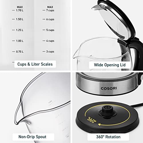 COSORI Electric Kettle Temperature Control with 6 Presets, 60min Keep Warm 1.7L Electric Tea Kettle & Hot Water Boiler, 304 Stainless Steel Filter, Auto-Off & Boil-Dry Protection, BPA Free, Black