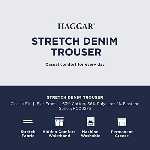 Haggar Men's Casual Classic Fit Denim Trouser Pant-Regular and Big & Tall Sizes, Medium Blue Cla, 36W x 29L