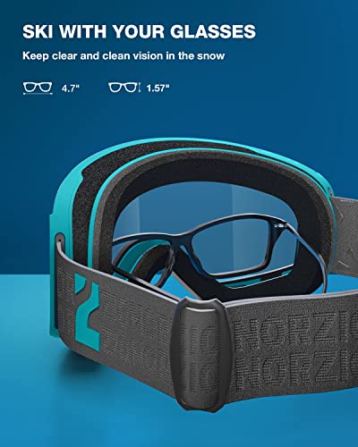 ZIONOR X11 Ski Snowboard Snow Goggles with Magnetic Interchangeable Cylindrical Lens Anti-fog UV Protection for Men Women Adult （Grey Revo Green Lens）