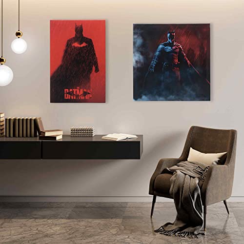 The Batman Rain Scene Gallery Wrapped Canvas Wall Decor - The Batman Movie Wall Art for Man Cave, Teen Room or Movie Room