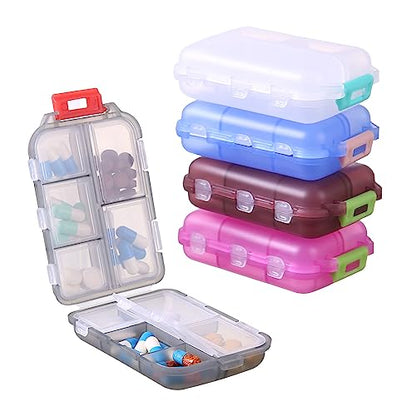 Zuihug 1Pack Travel Pill Organizer - 10 Compartments Pill Case, Compact and Portable Pill Box, Perfect for On-The-Go Storage, Pill Holder for Purse Gray