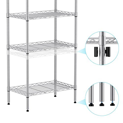 SINGAYE 5 Tier Adjustable Storage Shelf Metal Storage Rack Wire Shelving Unit Storage Shelves Metal 660Lbs Capacity 23.6" W x 14" D x 59.1" H for Pantry Closet Kitchen Laundry Silver