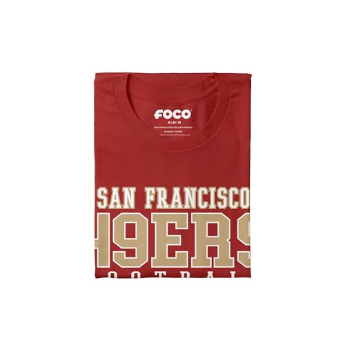 FOCO San Francisco 49ers Football Wordmark Primary Color T-Shirt - Small