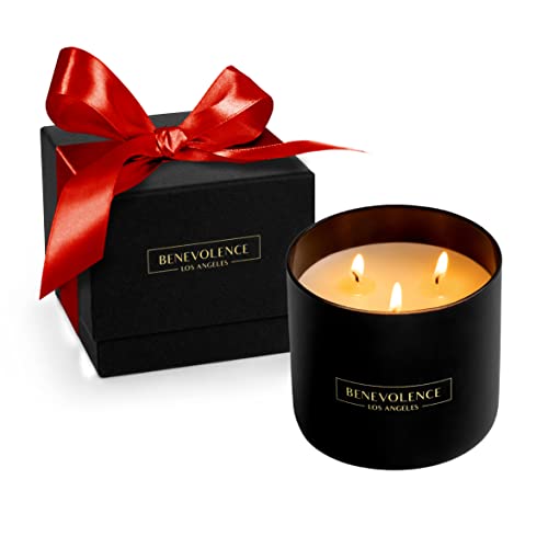 Benevolence LA 3 Wick Candle | Bergamot & Jasmine Large Candle | 14.5 oz Scented Candles for Home Scented | Natural Soy Candles Gifts for Women | 45 Hour Burn Aromatherapy Candle