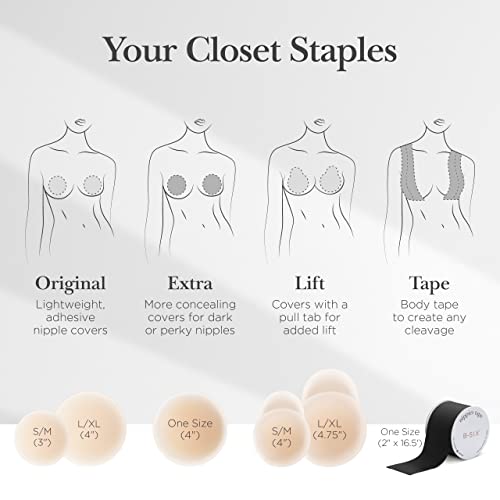 Nippies Nipple Cover - Sticky Adhesive Silicone Nipple Pasties - Reusable Pasty Nipple Covers for Women with Travel Box Crème