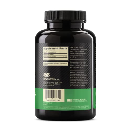 Optimum Nutrition Micronized Creatine Monohydrate Capsules, Keto Friendly, 2500mg, 100 Capsules