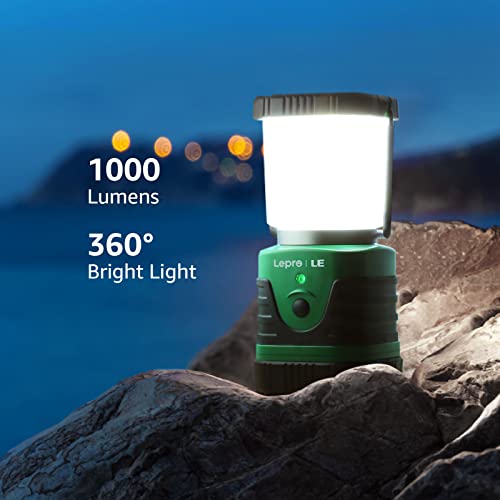 Lighting EVER 1000LM LED Camping Lantern Rechargeable, 4400mAh Power Bank, Camping Essential with 4 Light Modes, IP44 Waterproof Lantern Flashlight for Hurricane Emergency, Hiking, USB Cable Included